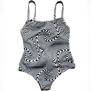 Le Lis black and white graphic swirly one piece bathing suit
